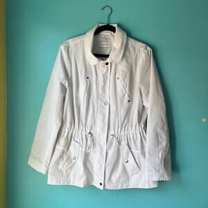 Charter Club White Rain Coat Jacket Size Large Water Resistant